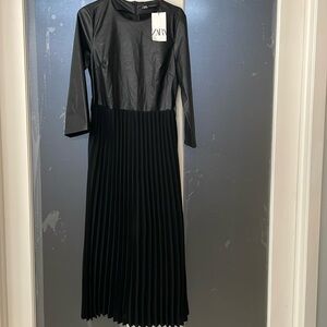 Zara Black Pleated Dress